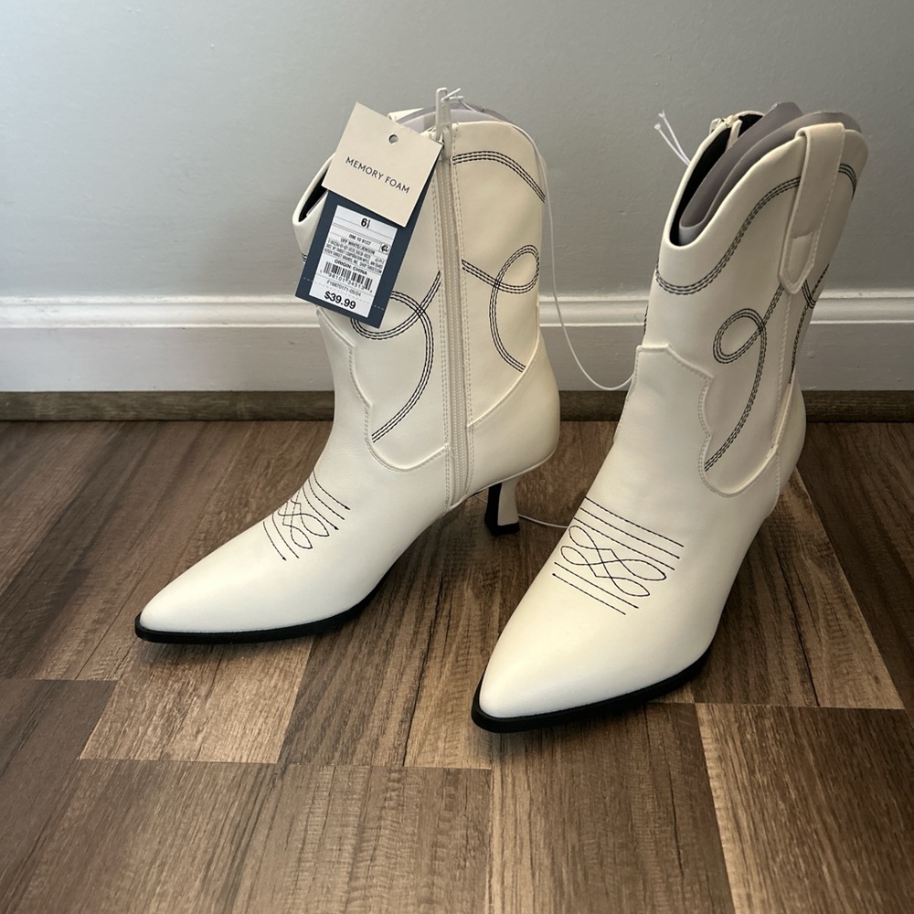 Women's White Western Ankle Boots